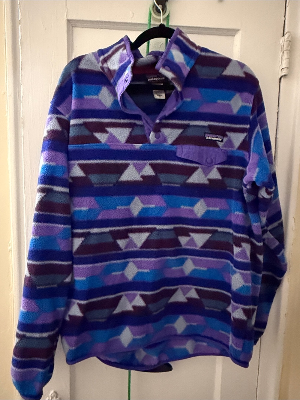 Patagonia Purple & Blue Geometric Fleece Pullover